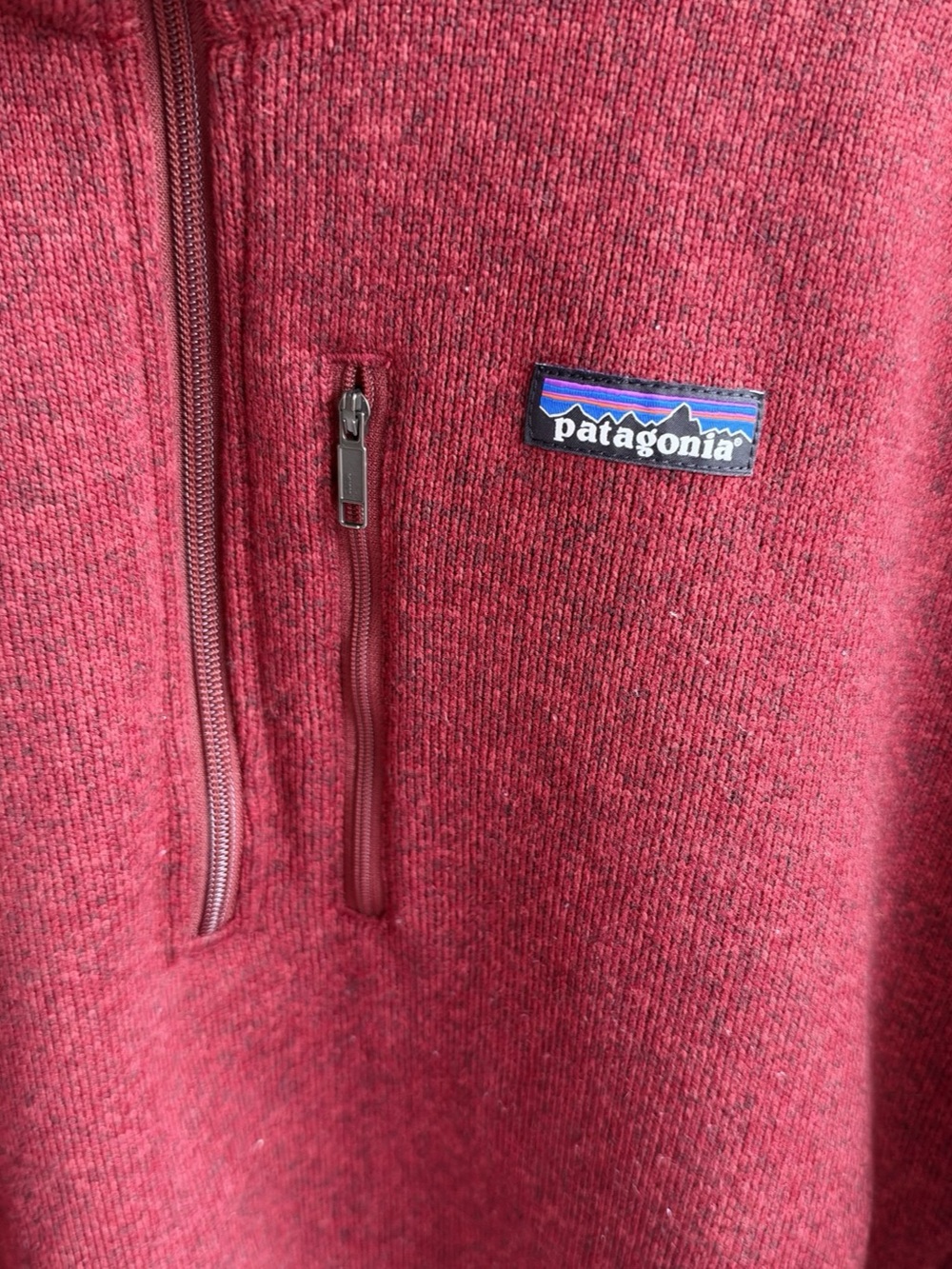 Patagonia Mens XL Better Sweater 1/4 Zip Fleece Pullover Jacket Red Heather Hike - Picture 3 of 7